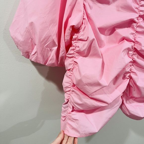 Walter Baker XS Ruched Janet Top Pink Button Cotton Poplin $158 W53468 Easter - Picture 10 of 14